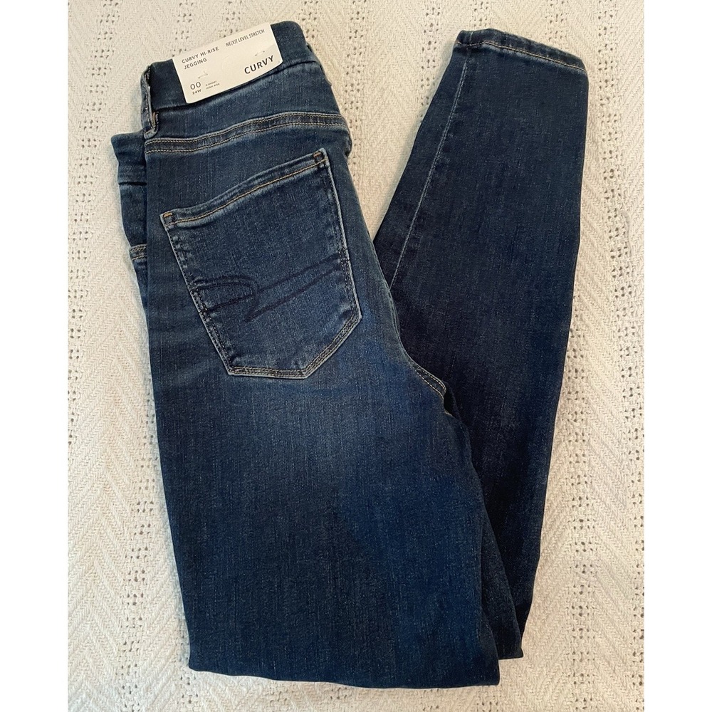 New American Eagle Next Level Stretch Jeans Size 00 short jeggings Dark curvy
